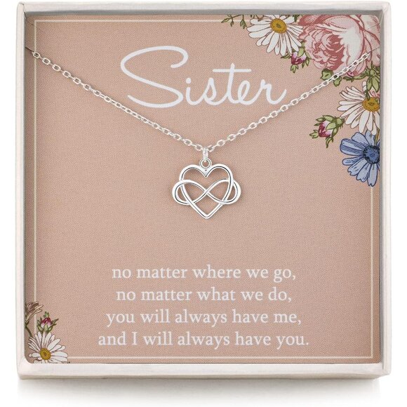 925 Sterling Silver Infinity Heart Necklace for Women, Birthday Gift, Sisters & - Picture 1 of 6